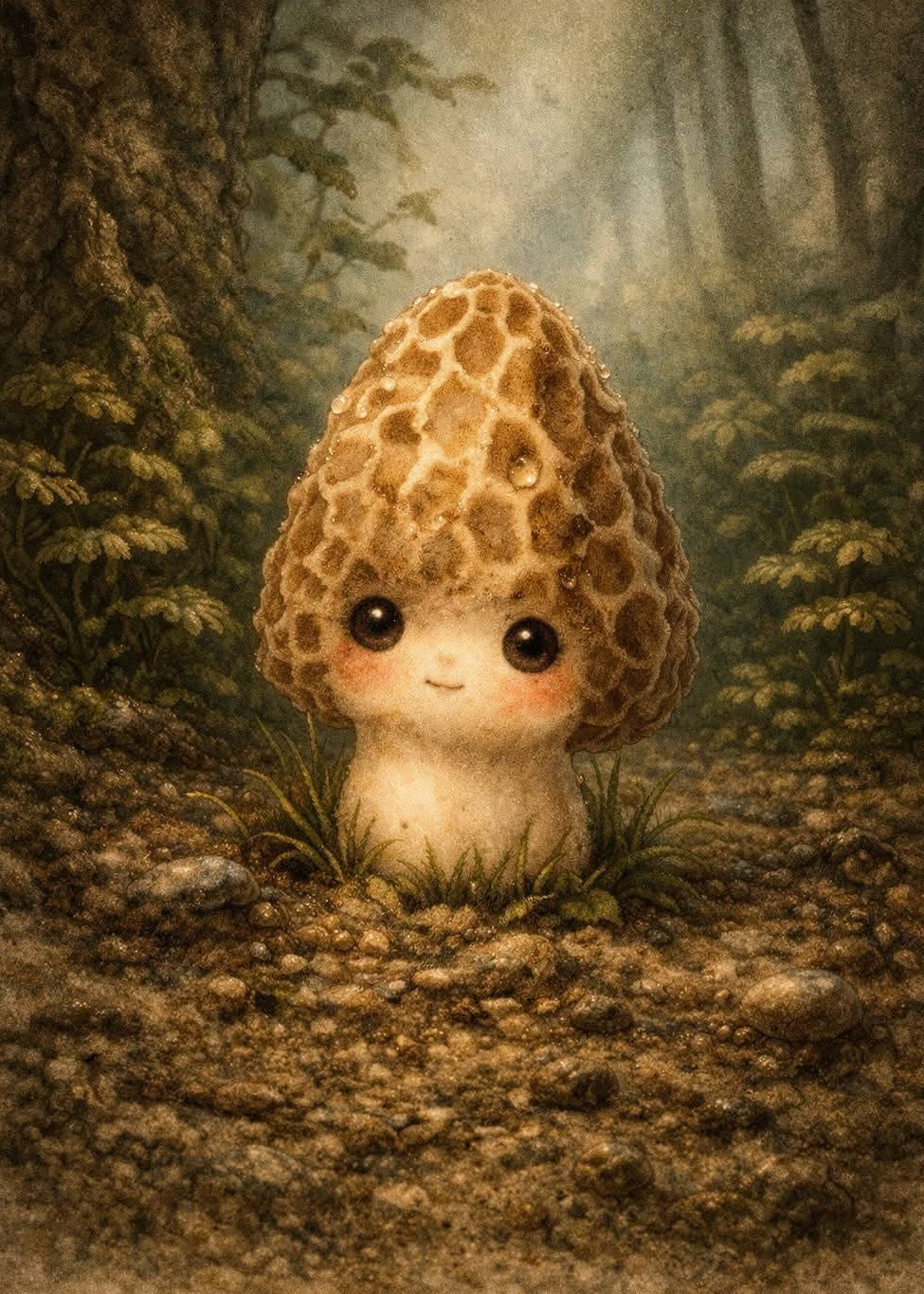 Forest Floor - Morel Mushroom | Cottagecore Art Print