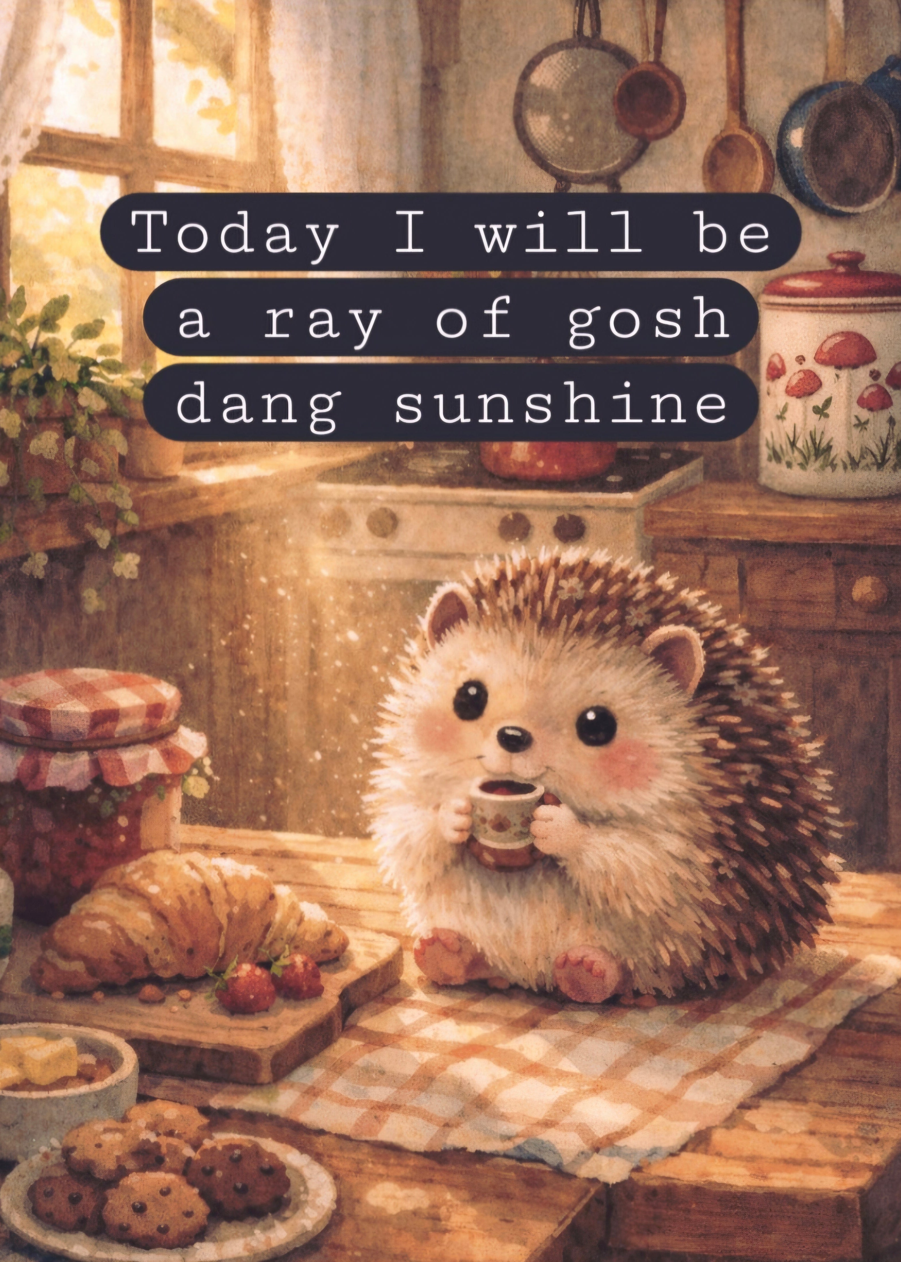 Cute Hedgehog - Ray of Sunshine Meme | Cottagecore Art Print