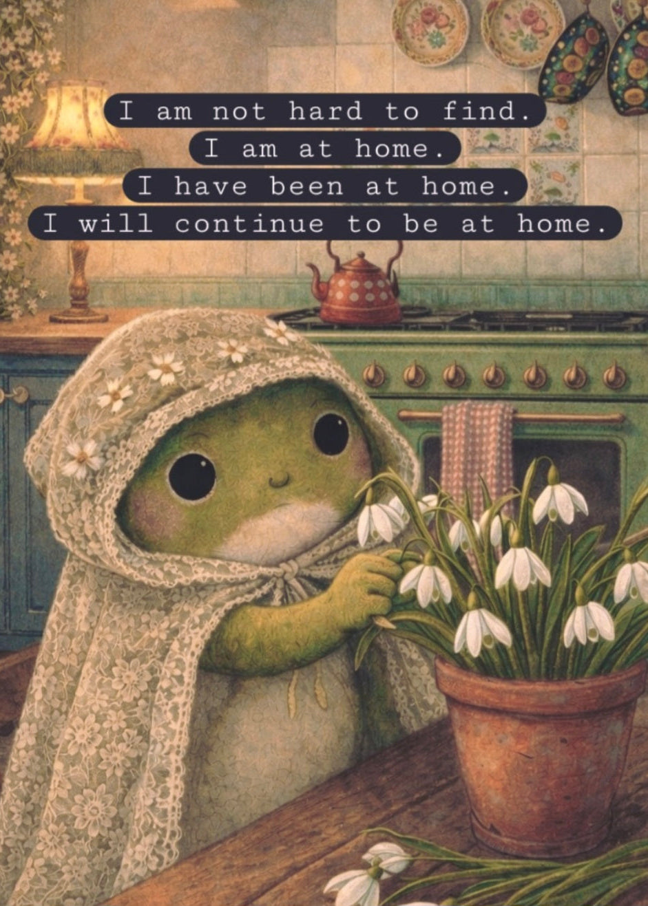 Forest Frog - Cozy at Home Meme | Cottagecore Art Print