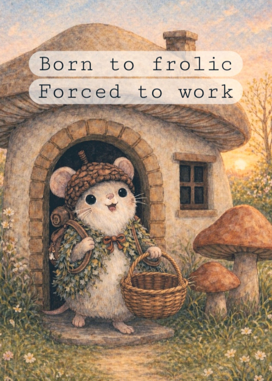 Acorn Mouse - Born to Frolic Meme | Cottagecore Art Print