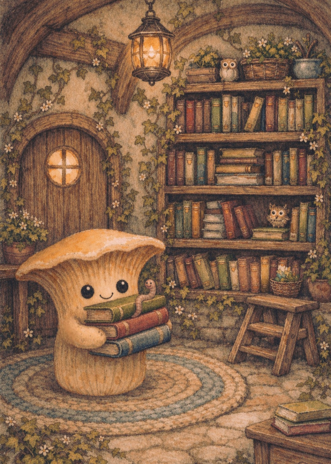 Little Chanterelle - The Bookworm | Cottagecore Art Print