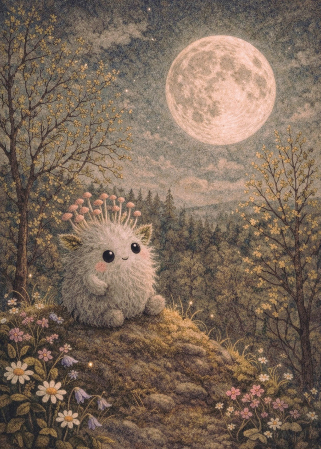 Poogie - Moon Mountain | Cottagecore Art Print