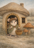 Acorn Mouse - Mushroom Cottage | Cottagecore Art Print