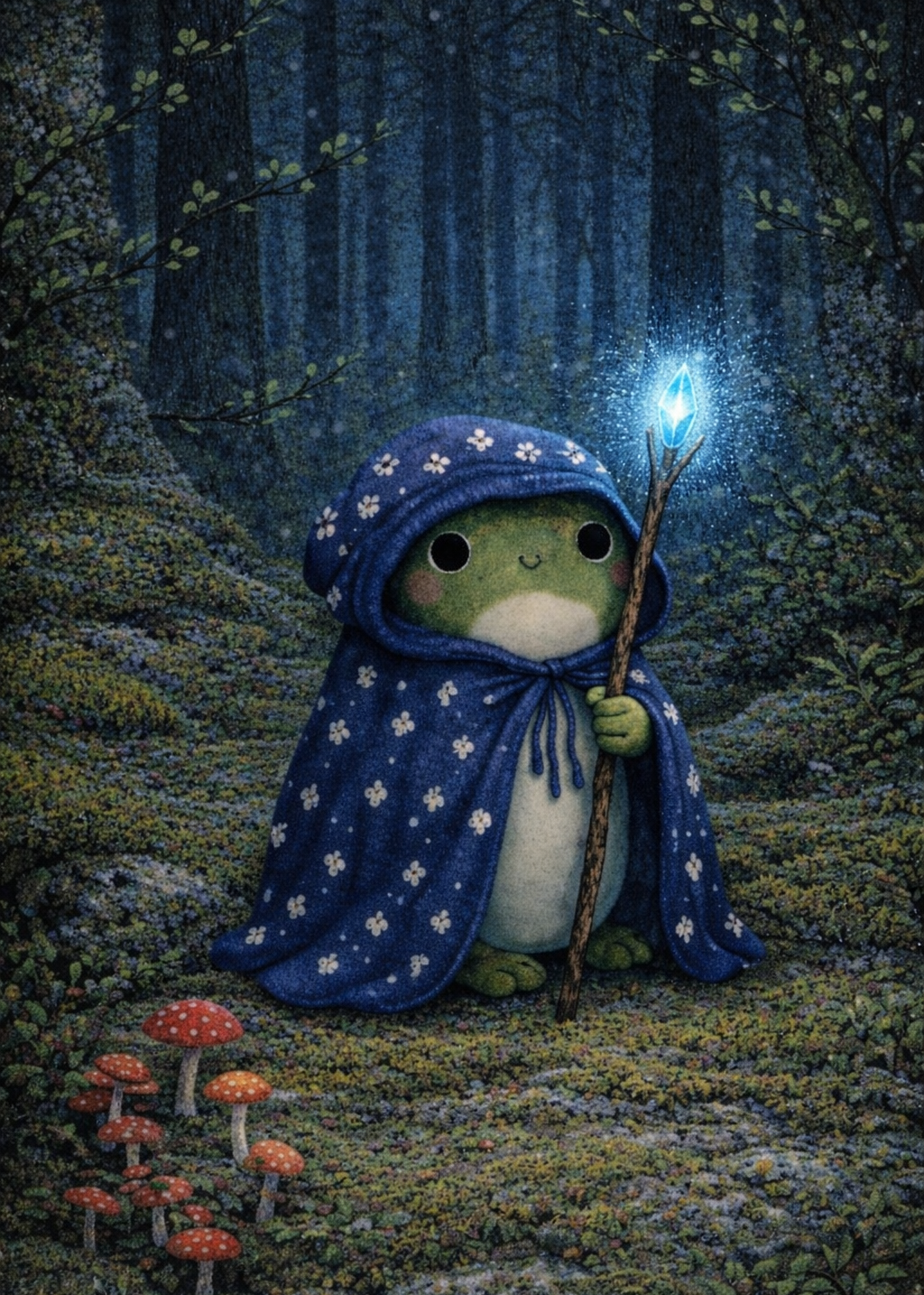 Forest Frog - Budding Magic | Cottagecore Art Print