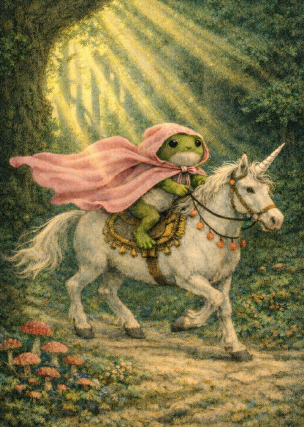 Forest Frog - Unicorn Path | Cottagecore Art Print